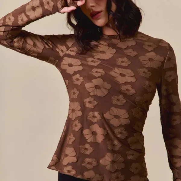 SO ME Stretched Jacquard Casual Tops‎ with Thumb Opening - Image 3