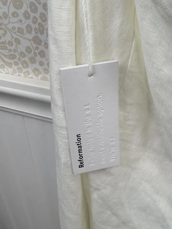 Reformation Harlow White Linen Wide-Leg Jumpsuit - Size - 6 - NWT - Image 4