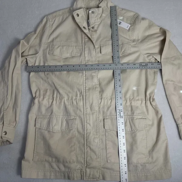 GAP Women Utility Jacket New Ivory Size L Drawstring Waist - Image 6