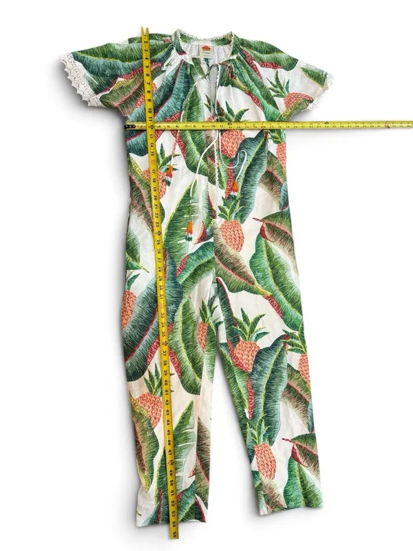 Farm Rio Tropical Pineapple Print Women’s Jumpsuit in Green & Cream S-S - Image 16