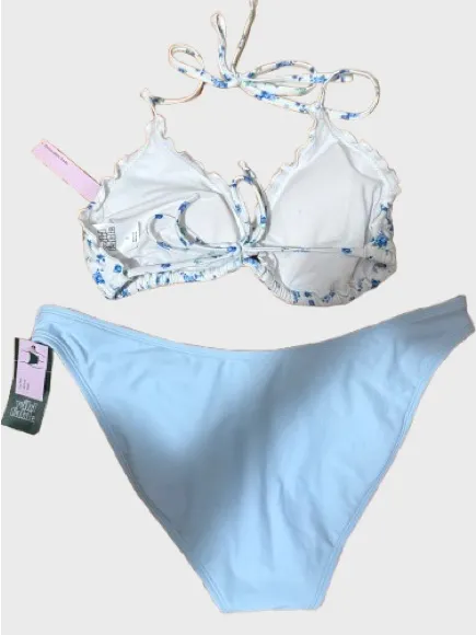 wild fable White & Light Blue Floral Triangle Bikini - Image 3