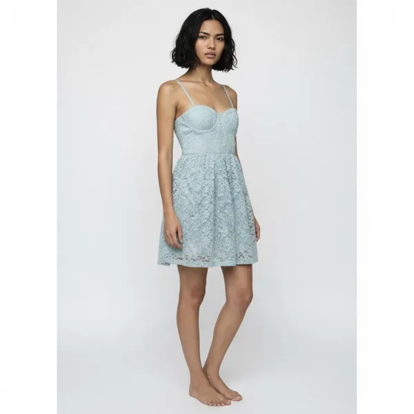 Abercrombie & Fitch Lace Bustier Fit Flare Pastel Blue Dress Size S - Image 2