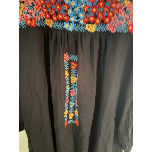 Savanna Jane Dress Womens Size M Black Embroidered Flowy Lined Boho Festival - Image 3