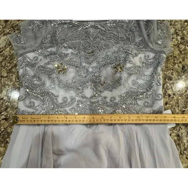 Xscape Dress 5031X Size 12 Midi Dress Blue Embellished Mother Of The Bride - Image 6