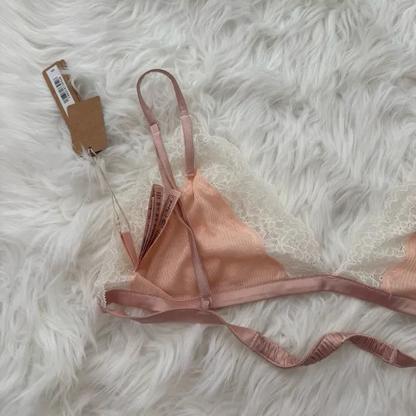 Skims Sheer Rib Lace Triangle Bralette Villa Size Large - Image 6