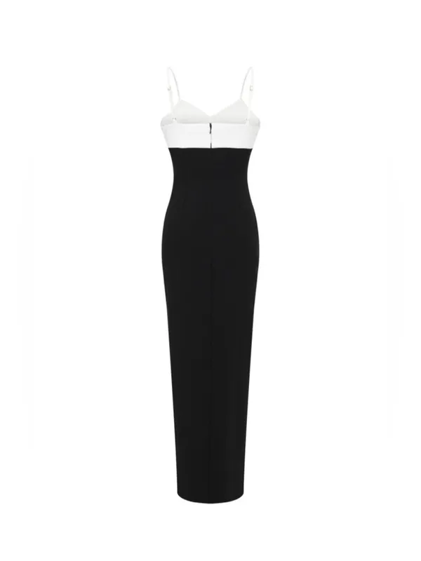 Spaghetti Strap Black and White Sheath Dress Small - Image 5