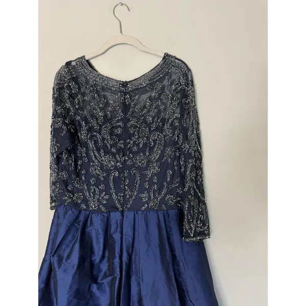Pisarro Nights Beaded Illusion Neck Taffeta Cocktail Dress 14 Missing Belt NEW - Image 13