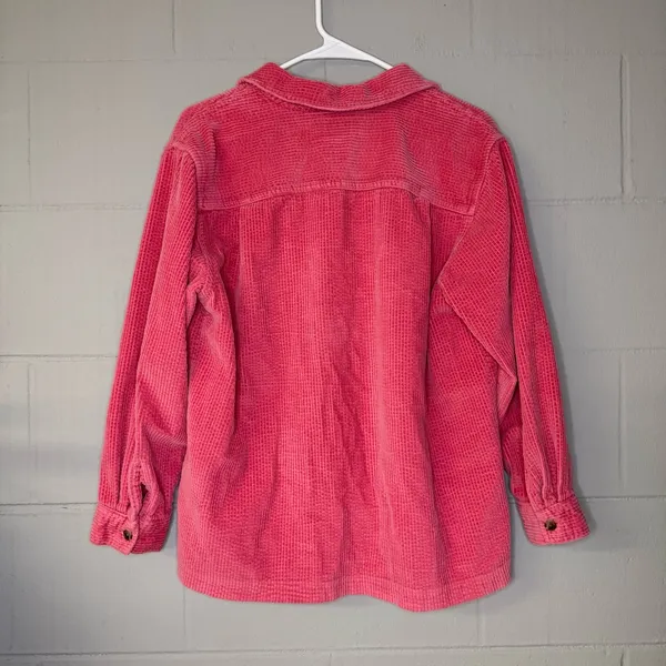 L.L. Bean Vintage Corduroy Button-Down Shirt Shacket in Pink Women’s Size Medium - Image 3
