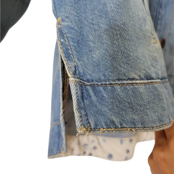 Pilcro Anthropologie Denim Trucker Jacket Boho Grunge Oversized Slouchy Fit - Image 6
