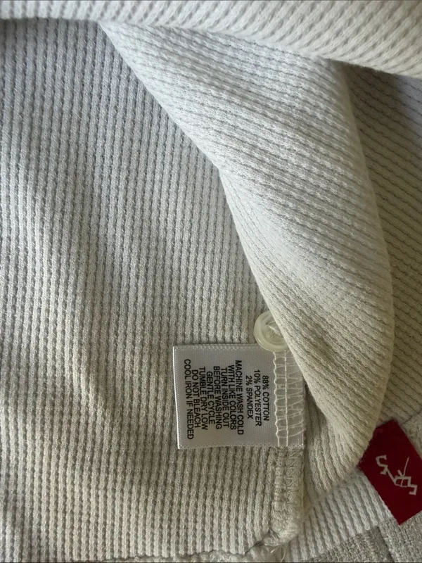 Eastern Mountain Sports White Waffle Knit LS Henley Tee Size Small - Image 7