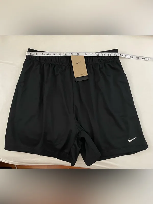 Nike Dri Fit 5” Women's Black Athletic Shorts with Swoosh Fold Over Waist Logo L - Image 9