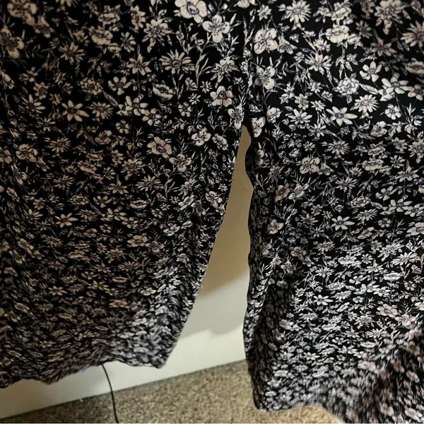Maeve By Anthropologie Black Purple Ditzy Floral Belted Wide‎ Leg Jumpsuit - Image 8