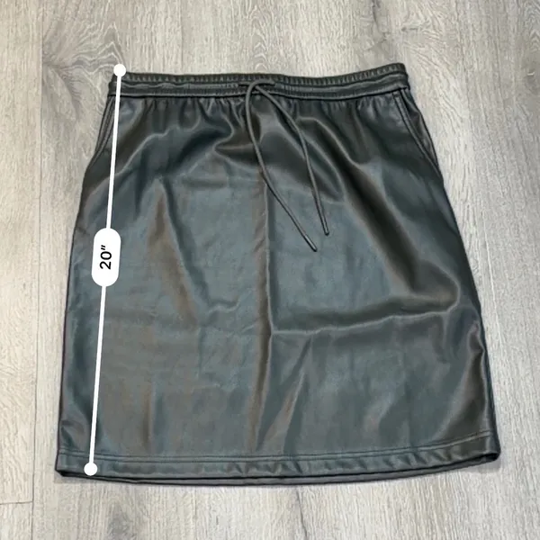 J.Jill XS Black Faux Leather Drawstring Pull-On Skirt Pockets Quiet Luxury Edgy - Image 6