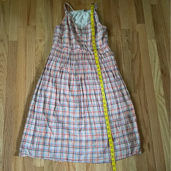Loft Midi Dress Womens 4 Orange Blue Plaid Western Cowgirl Farm Cotton - Image 2