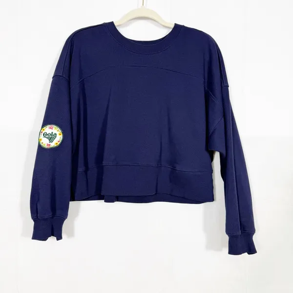 Gola X Anthropologie Pass Back Sweatshirt The Summit Navy Blue Patch Logo Crew - Image 2
