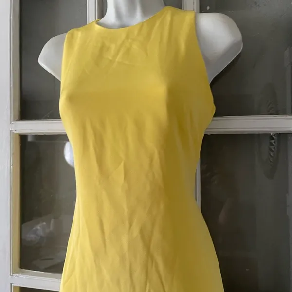 Theia Yellow Midi Dress‎ with Lace Detail - Image 8