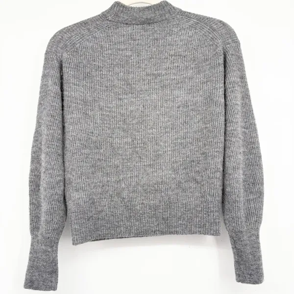 Quince Womens Baby Alpaca Wool Blend Ribbed Crew Neck Sweater Charcoal Size XS - Image 8