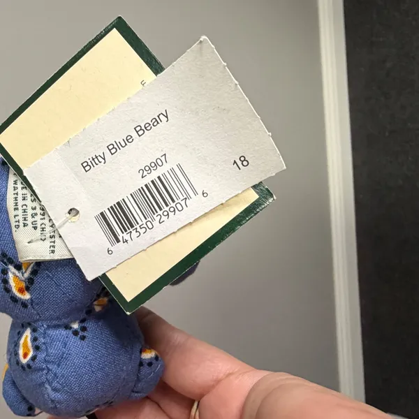 Bitty Blue Beary Plush Teddy Bear Keychain Blue Patterned 29907 - Image 4