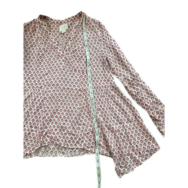 Maeve Anthropologie‎ Pink Medallion Sharkbite Hem Tunic Top Sz 0 - Image 8