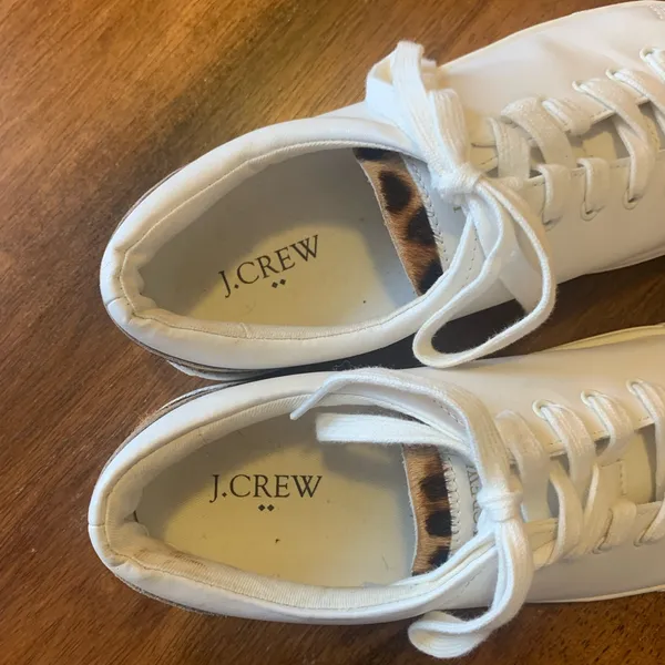 J. Crew Women's Saturday Sneaker 8 White Sneakers with Leopard Detail - Image 4