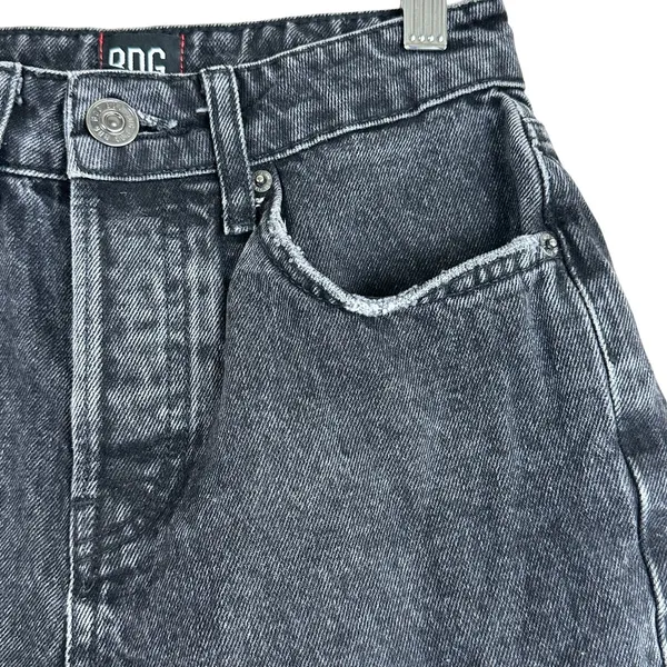 BDG Urban Outfitters Distressed Raw Hem Denim Shorts Washed Black Grunge Size 25 - Image 4