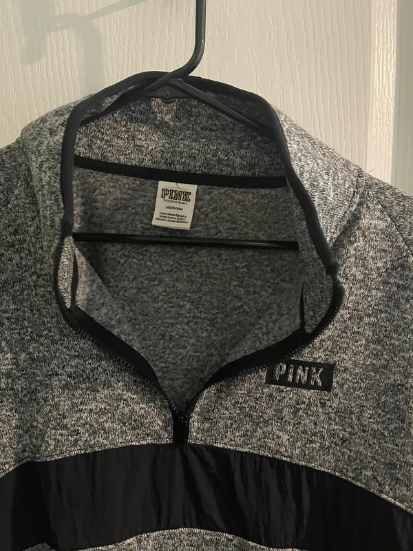 Victoria's Secret PINK Quarter-Zip Pullover Grey - Image 3