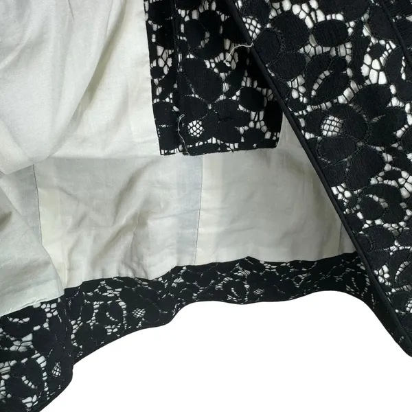 Talbots Black Floral Lace Overlay 3/4 Sleeve Crew Neck Line Button‎ Up Blazer 14 - Image 5
