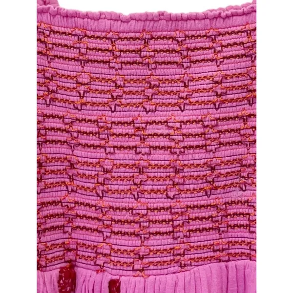 NWT Free People Tory Embroidered Mini Dress Pink Smocked Floral Boho Size Large - Image 10