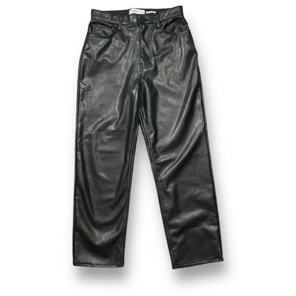 Abercrombie Vegan Leather Ankle Straight Leg Ultra High Rise Pants Black‎ Edgy - Image 4