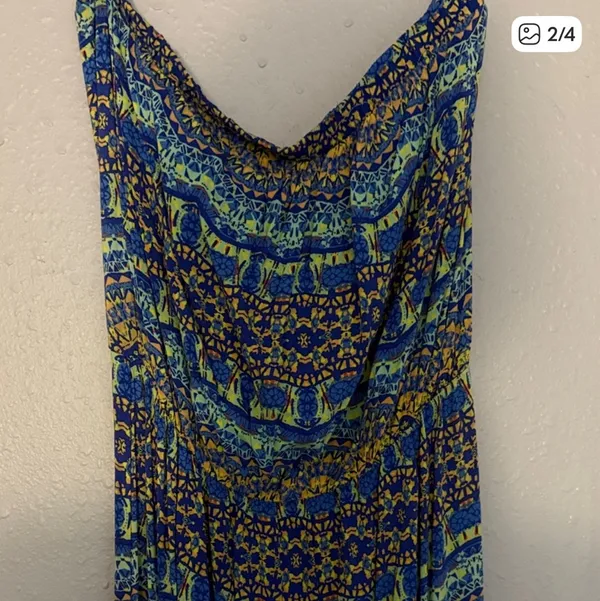 Multicolor Patterned Strapless Maxi Dress Multiple - Image 3
