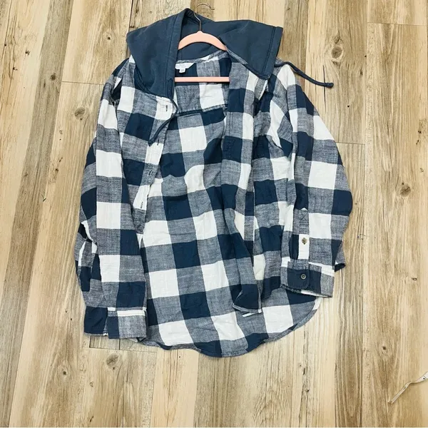 Oversized flannel hoodie from Time and Tru gray white size 3X - Image 5