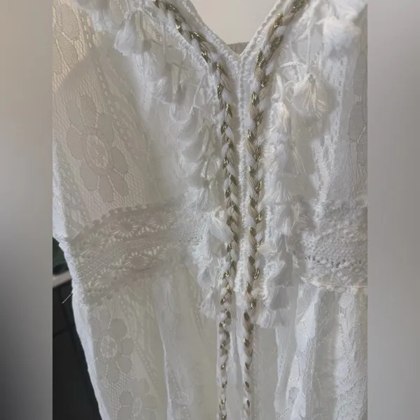 Boho Lace High-Low Maxi Dress with Tassel Accents Size Large NWT - Image 11
