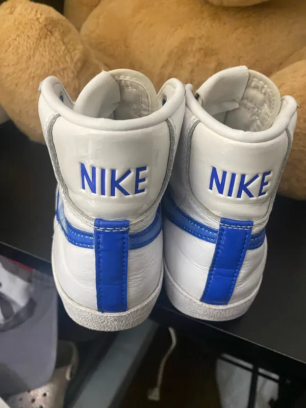 NIKE BLAZER MID 77 WHITE-HYPER BLUE "AIRBRUSH" Womens 5.5 - Image 3