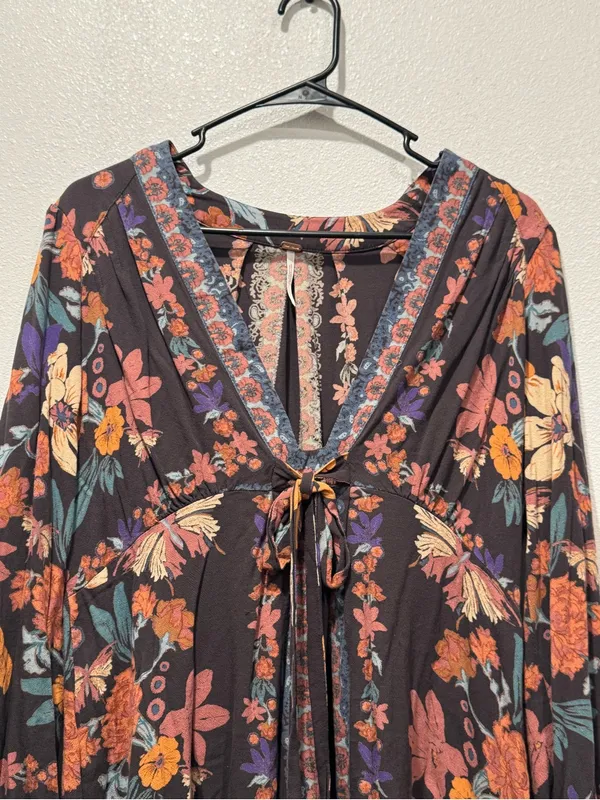 Free People Violet Hill Floral Tunic Mini Dress Size 10 NWOT - Image 4