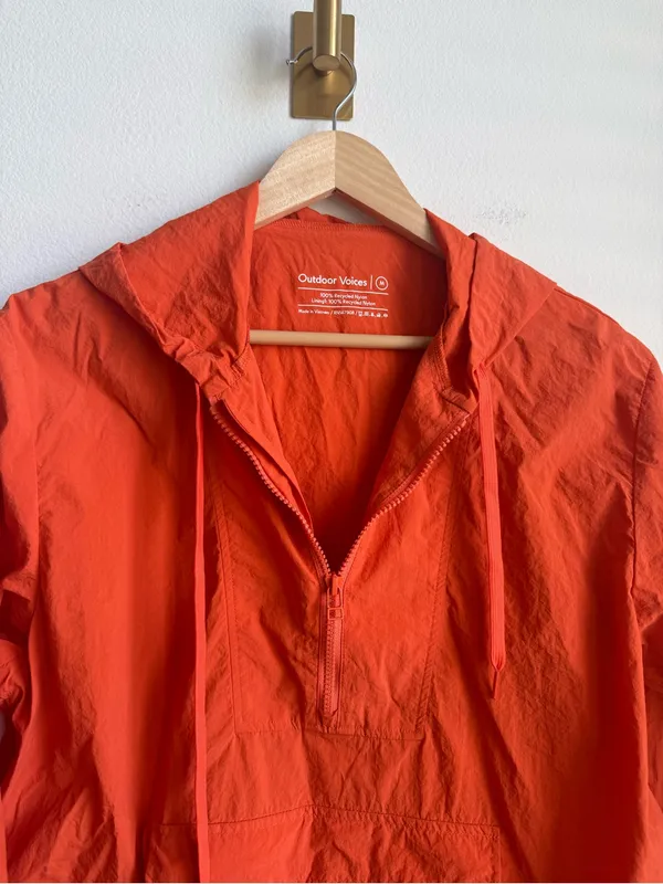 Outdoor Voices Water Resistant Hooded Quarter Zip Pullover Orange Size M - Image 6
