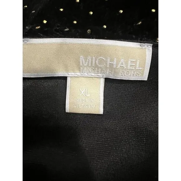 Michael Kors Long Sleeve Black Velvet Cocktail‎ Dress with V Neck Size XL - Image 3