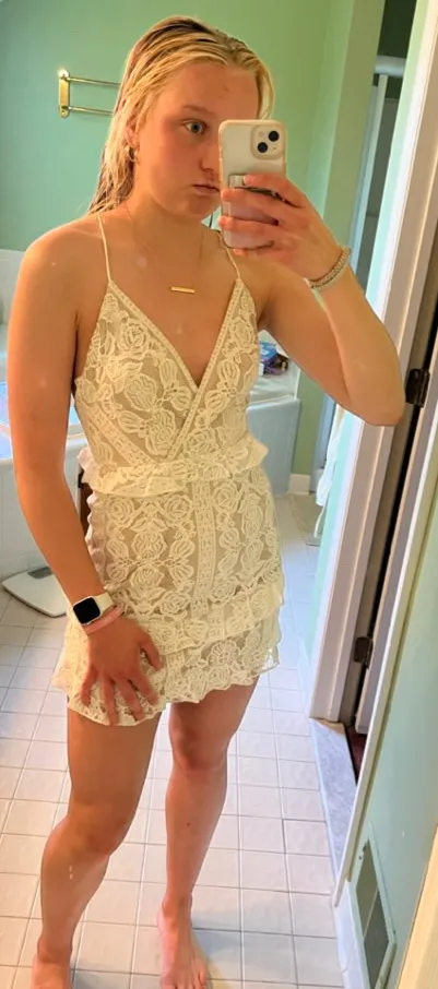 Showpo White Lace Mini Dress - Image 5