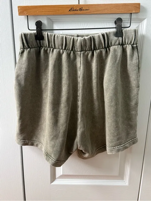 Aerie New Heights Trouser Shorts in Washed Olive Green - Image 3