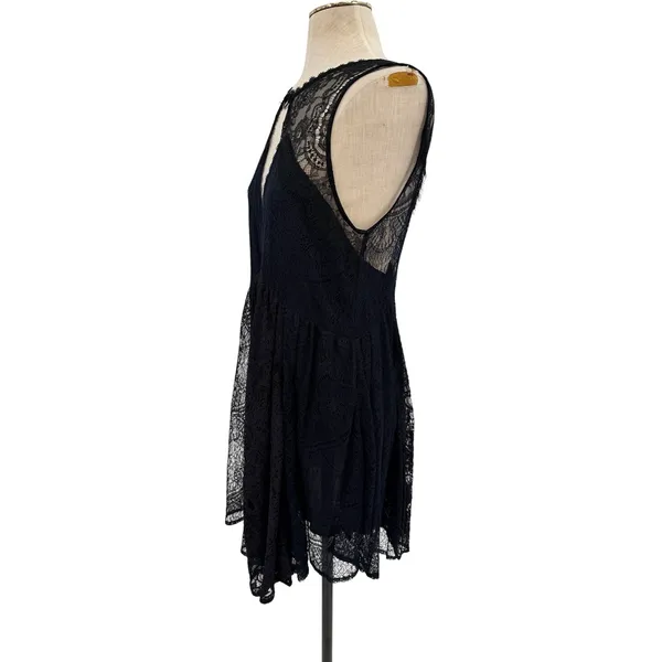 Free People Don't You Dare Lace Mini Dress Open Back Black Combo‎ Size Small NWT - Image 7