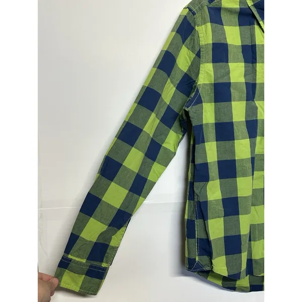 Aeropostale M Green Navy Plaid Shirt Women’s Button Down Long Sleeve Casual - Image 2