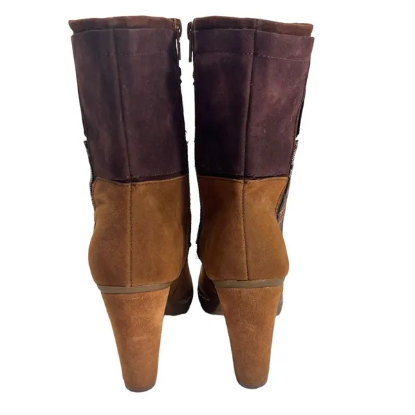 Muk Luks Nola brown:suede vegan boho patchwork heeled boots - Image 14