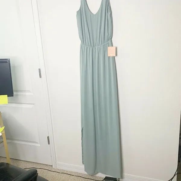 Show me your MuMu split Maxi dress SMALL sage sleeveless Bridesmaid prom - Image 6