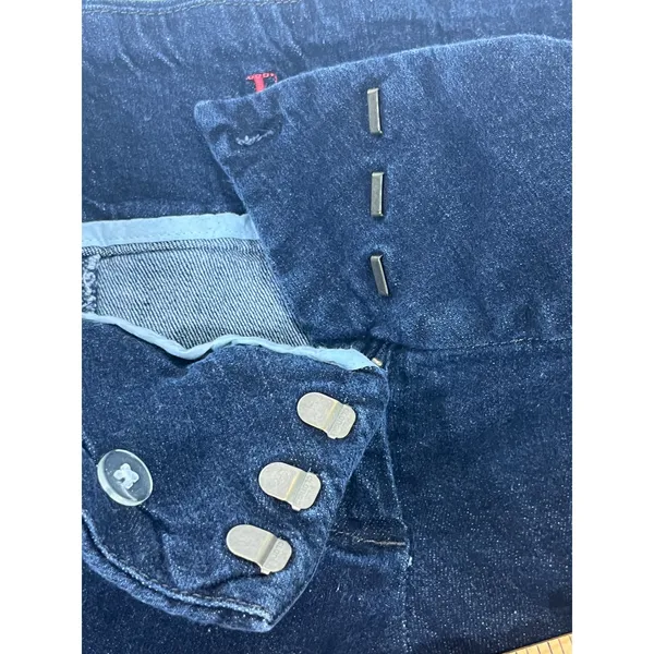ELLE Dark‎ Wash Women Jeans Trousers Wide Flare Leg Cropped Low Rise Size 4 - Image 6