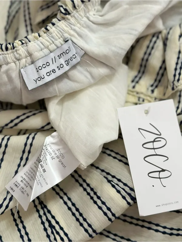 ZOCO. Good Luck Puff Sleeve Dress, Blue Stripes, Small - Image 8