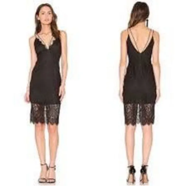 Bardot Women's Sleeveless Laced Floral Scallop Strappy Black Midi Dress Size 4 - Image 2