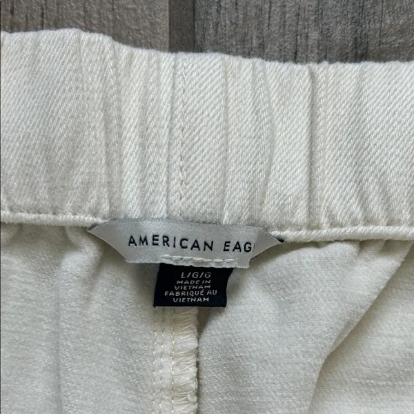 American Eagle Outfitters Women's Cream Wide-Leg Drawstring pants - Image 2
