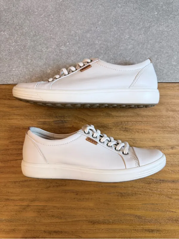 ECCO Soft 7 White Leather Lace Up Sneakers Size 6 - 6.5 - Image 2