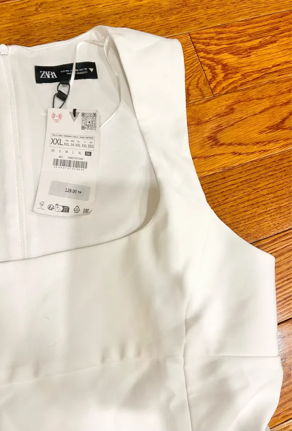 Zara Nwt White Squared Neck Mini Dress Size Xxl - Image 11