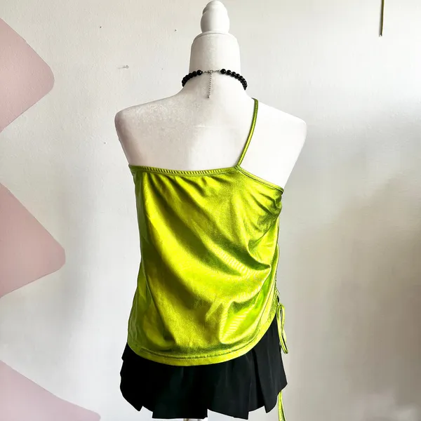 Green Metallic Rave Top, Y2K, Cyber, Festival, Clubwear, Futuristic,‎ Small - Image 3