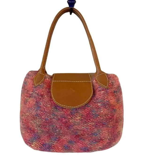 Tote Handbag Marled Woven Wool International Colorful Snap Closure Small Bag EUC - Image 6